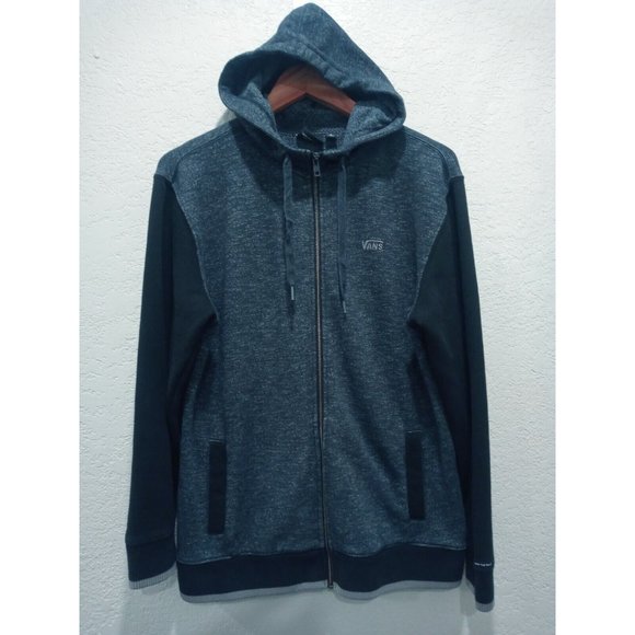 Vans Men’s Full Zip Hoodie Embroidered Logo Black Heather Off The Wall Small - Picture 4 of 12